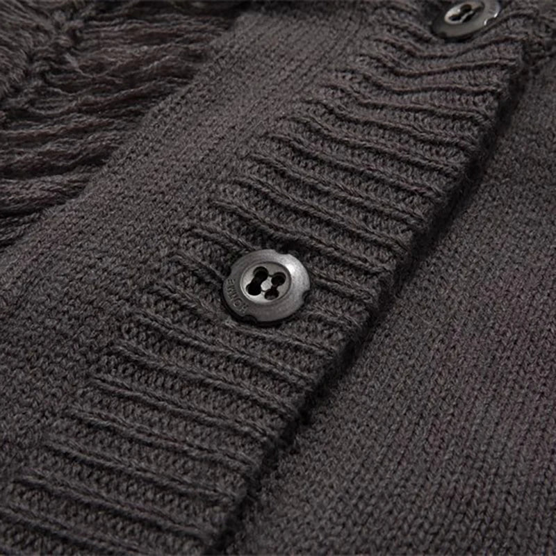 Suéteres falsos de dos piezas con agujeros para hombre, prendas de punto de gran tamaño Y2k con diseño hueco, cárdigan Reversible para subcultura, abrigos, ropa para hombre