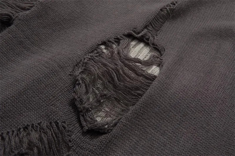 Suéteres falsos de dos piezas con agujeros para hombre, prendas de punto de gran tamaño Y2k con diseño hueco, cárdigan Reversible para subcultura, abrigos, ropa para hombre