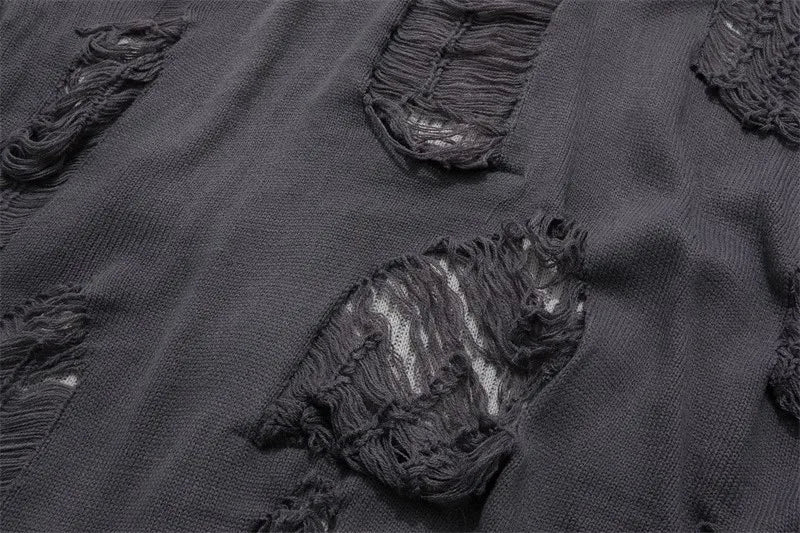 Suéteres falsos de dos piezas con agujeros para hombre, prendas de punto de gran tamaño Y2k con diseño hueco, cárdigan Reversible para subcultura, abrigos, ropa para hombre