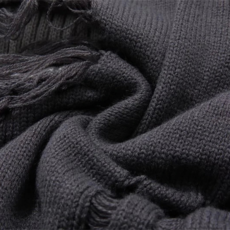 Suéteres falsos de dos piezas con agujeros para hombre, prendas de punto de gran tamaño Y2k con diseño hueco, cárdigan Reversible para subcultura, abrigos, ropa para hombre