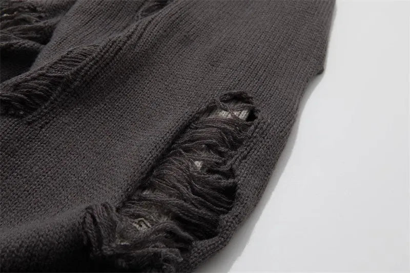 Suéteres falsos de dos piezas con agujeros para hombre, prendas de punto de gran tamaño Y2k con diseño hueco, cárdigan Reversible para subcultura, abrigos, ropa para hombre