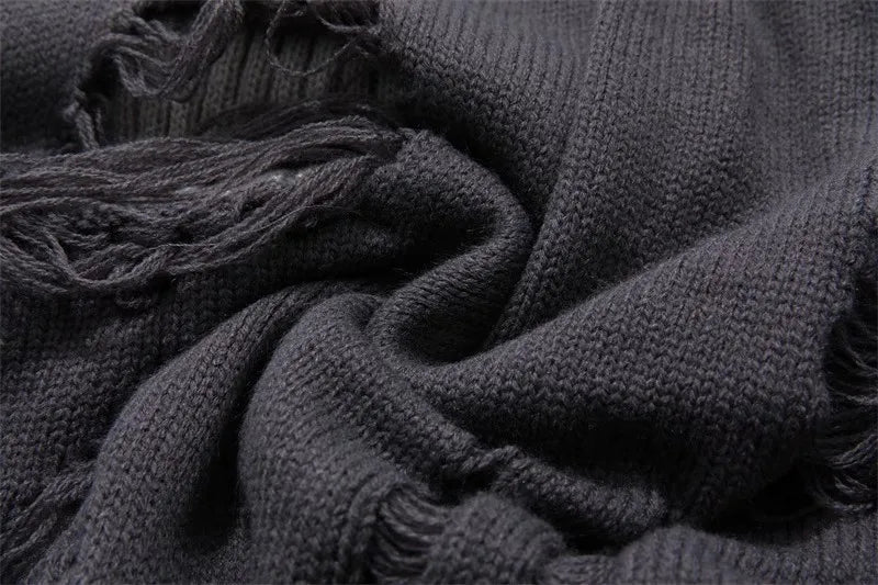 Suéteres falsos de dos piezas con agujeros para hombre, prendas de punto de gran tamaño Y2k con diseño hueco, cárdigan Reversible para subcultura, abrigos, ropa para hombre