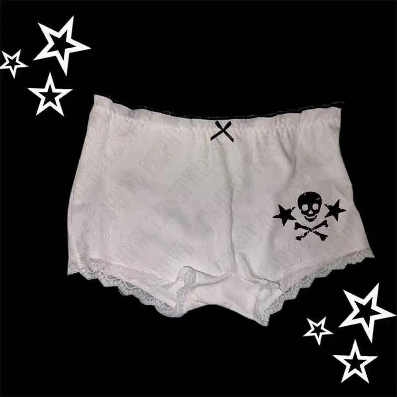 Y2k-pantalones cortos con estampado de calavera para mujer, ropa de calle con gráfico gótico, camisola Vintage de Hip Hop sin mangas, Top corto Sexy Harajuku Punk oscuro