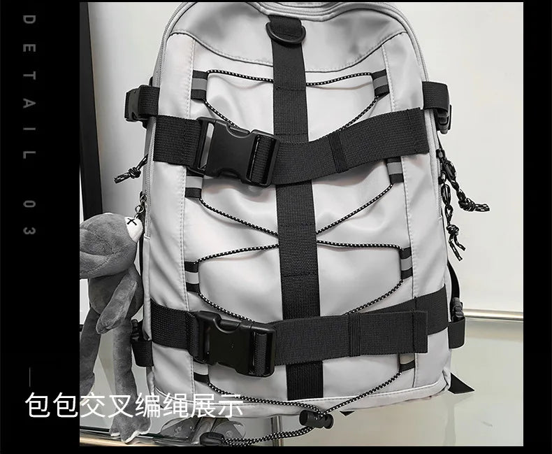 Mochila bolso de skate hombres mujeres moda fresco raya reflectante mochila estudiante mochila personalizada de gran capacidad