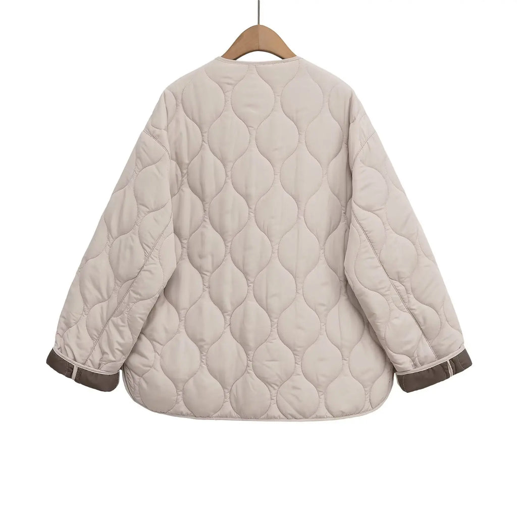 Chaqueta de algodón cálida con diamantes, informal, holgada, estilo europeo y americano, invierno 2025