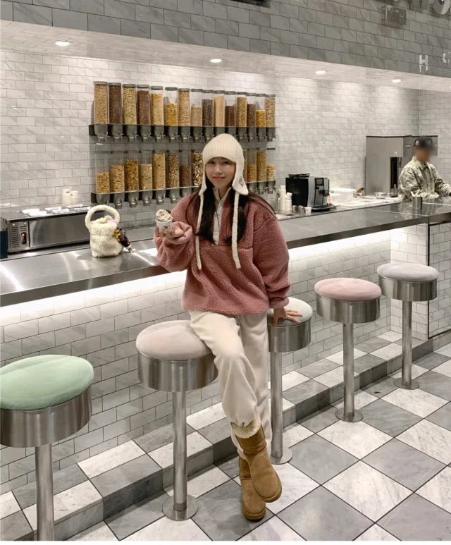 Suda de Terciopelo de Cordero para Mujer, Estilo Hoado y Casual, Cuello Alto, Abrigo Cálido de Manga Larga, Versión Cor...