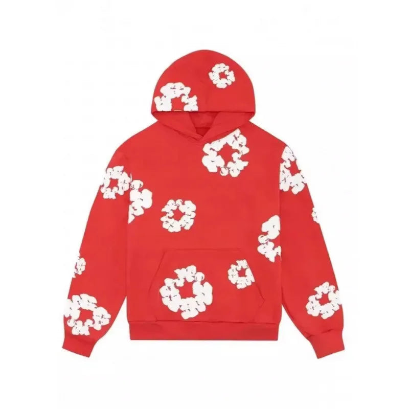 Sudadera con capucha de franela de algodón holgada, traje informal estilo callejero, sudadera con capucha Y2K, conjunto de ocio para parejas americanas de calle alta YUNO STUDIOS