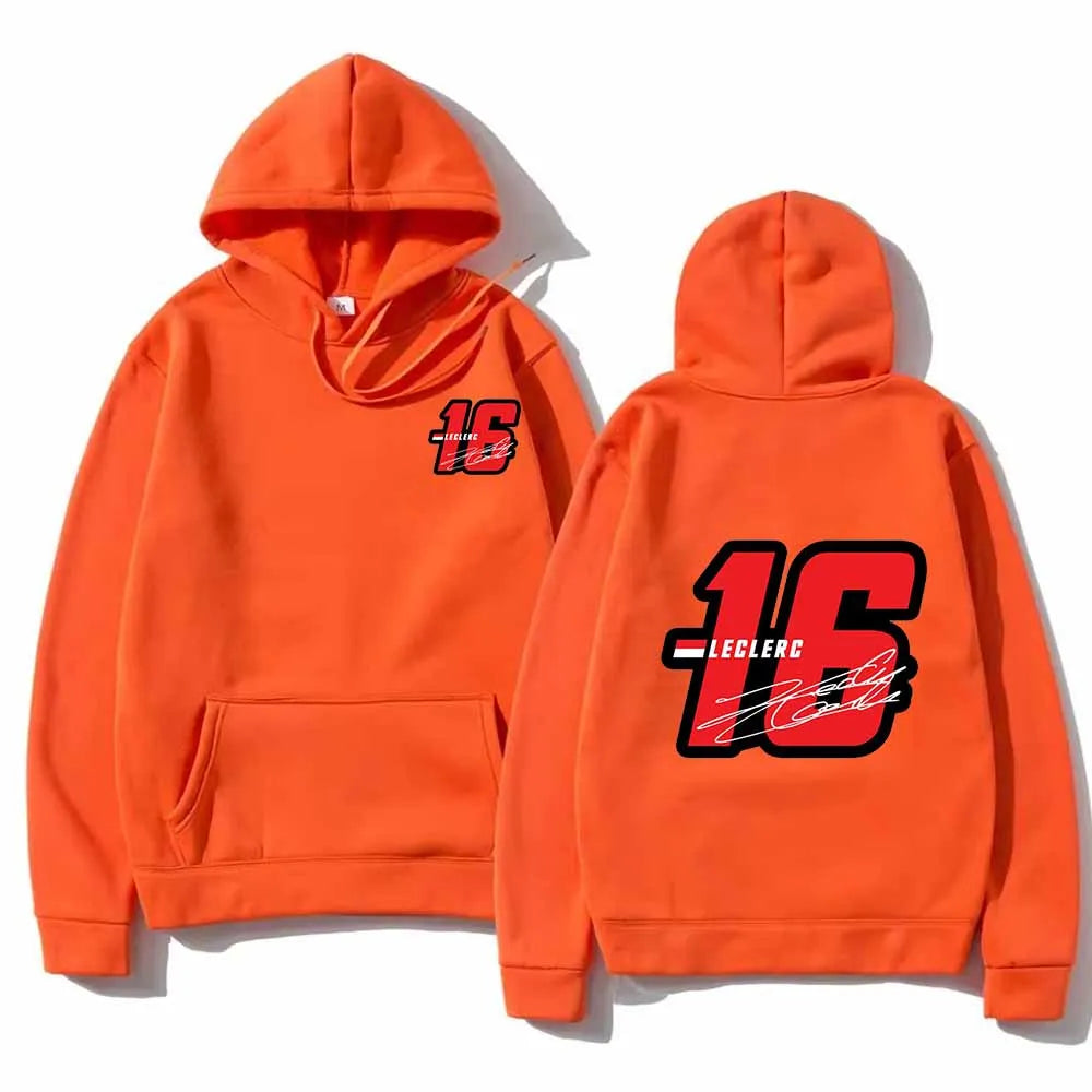Sudaderas con capucha de moda Sudaderas gráficas Cordón suelto Número 16 Charles Leclerc Racer Jersey con capucha estampado Tops unisex
