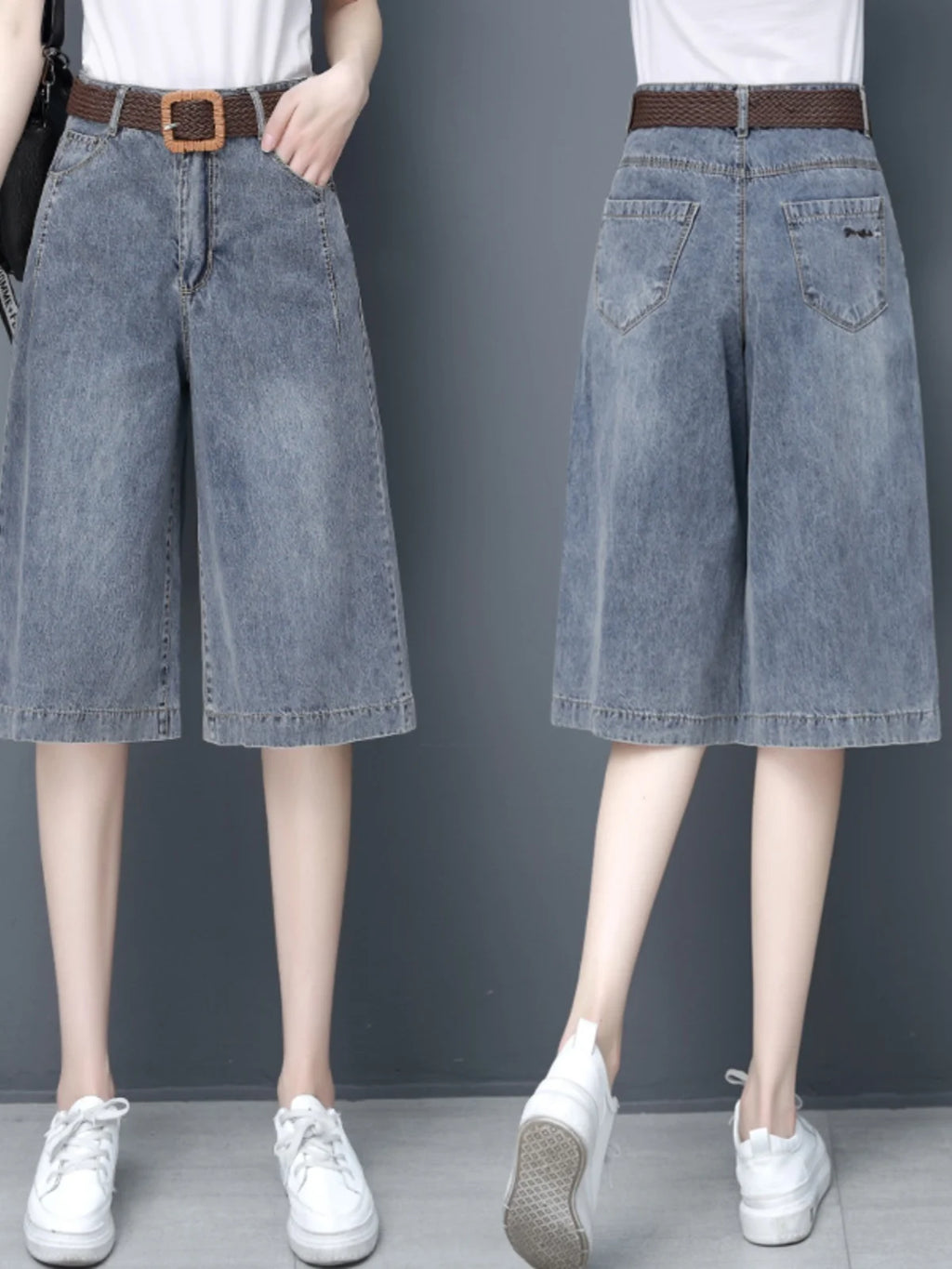 Plones vaqueros de pierna ancha de cintura alta para mujer, novedad de verano, estilo fino, cinco-siete, sueltos, adeaz... YUNO STUDIOS