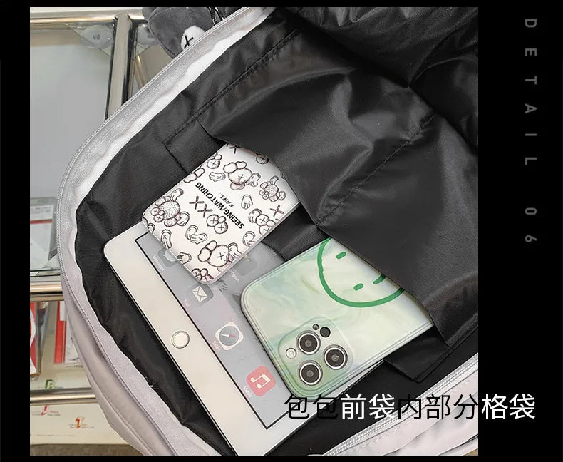 Mochila bolso de skate hombres mujeres moda fresco raya reflectante mochila estudiante mochila personalizada de gran capacidad YUNO STUDIOS