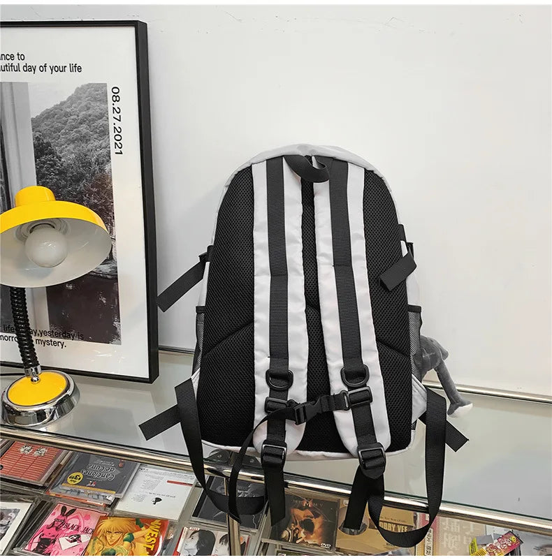 Mochila bolso de skate hombres mujeres moda fresco raya reflectante mochila estudiante mochila personalizada de gran capacidad