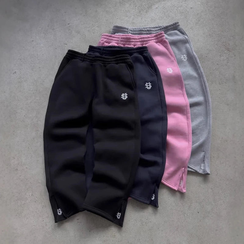 Pantalones de chándal con cremallera y cordón de otoño, pantalones de cintura alta informales de Color sólido, estilo Hip-Hop Rap Street Y2K YUNO STUDIOS