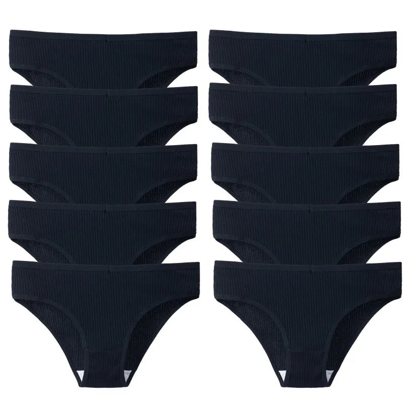 BZEL 10 unids/set de bragas para mujer, ropa interior Sexy transpirable, lencería cómoda, calzoncillos a rayas de algodón, calzoncillos acogedores de moda en oferta