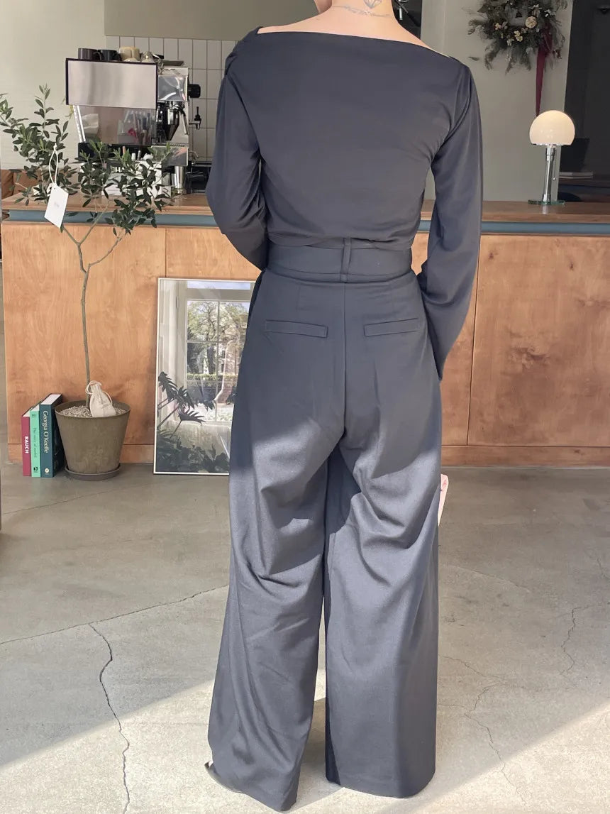 Pantalones largos para mujer, pantalón de pierna ancha, liso, informal, Regular, suelto, Simple, elegante, empalme, Capris ajustados de cintura alta, pantalones de otoño YUNO STUDIOS