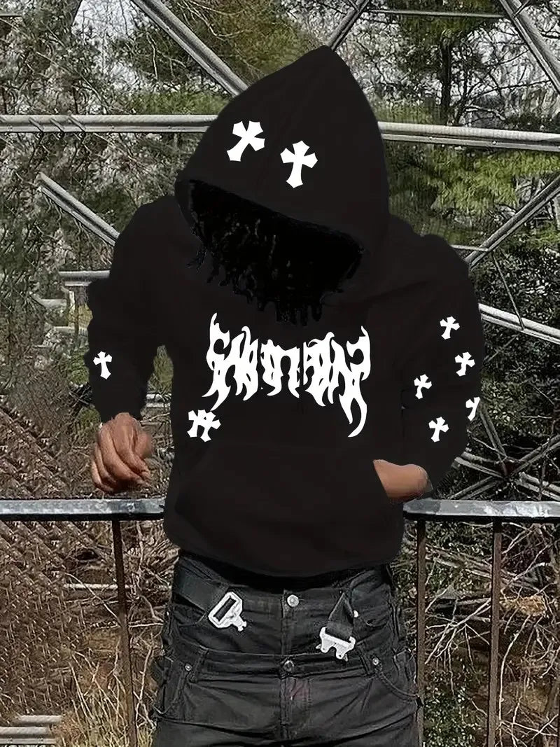 La nueva sudadera deportiva para hombre al aire libre informal y cómoda con estampado de cara sonriente en 3D para el otoño de 2025 YUNO STUDIOS