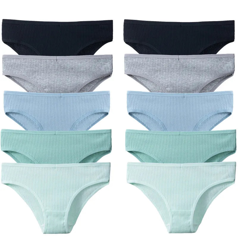 BZEL 10 unids/set de bragas para mujer, ropa interior Sexy transpirable, lencería cómoda, calzoncillos a rayas de algodón, calzoncillos acogedores de moda en oferta