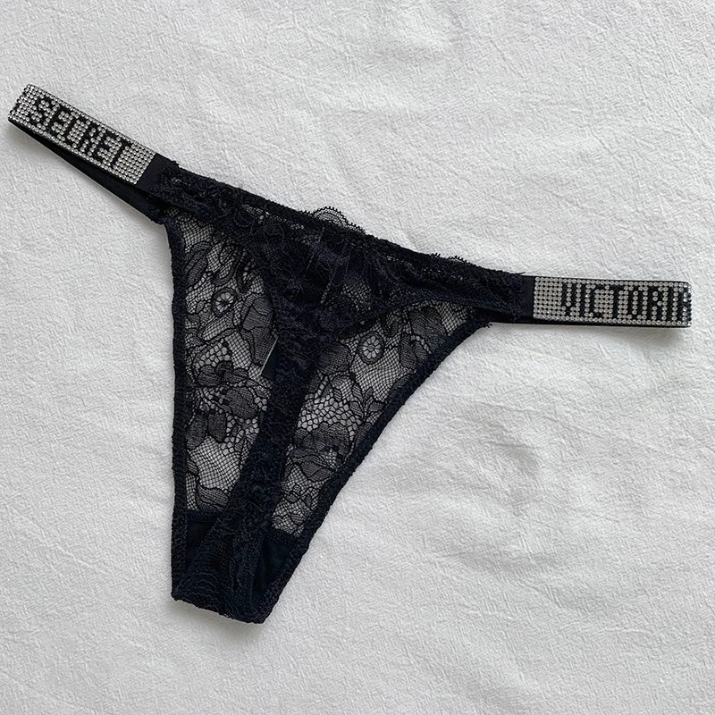 Nueva lencería Sexy rosa de marca, ropa interior íntima femenina, bragas para mujer, sujetador con letras de diamantes de imitación, breve cómodo