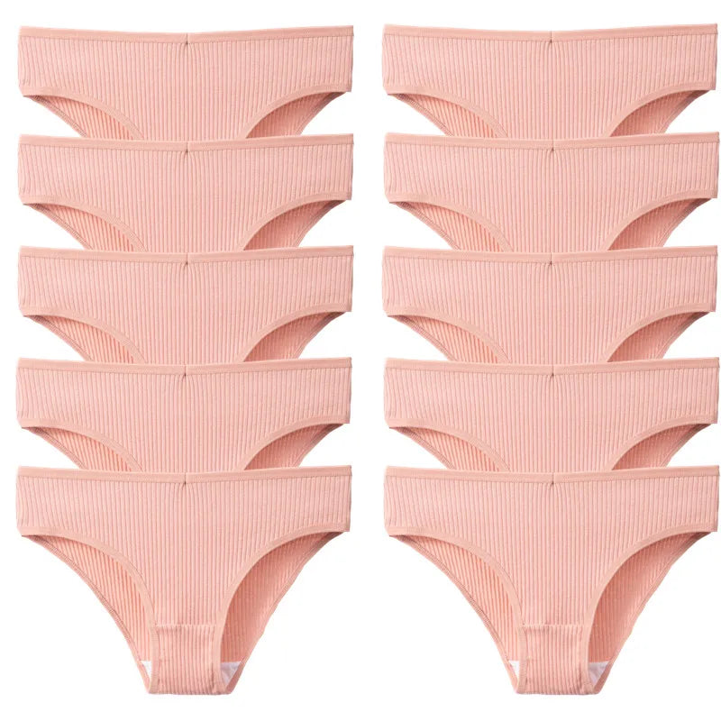 BZEL 10 unids/set de bragas para mujer, ropa interior Sexy transpirable, lencería cómoda, calzoncillos a rayas de algodón, calzoncillos acogedores de moda en oferta