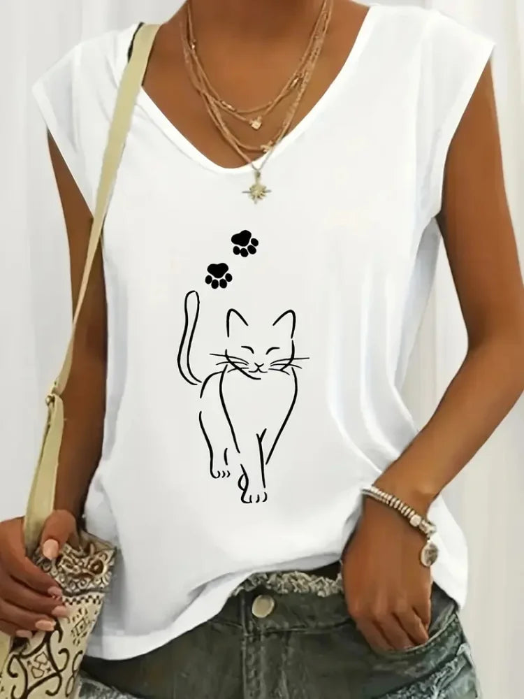 2025 nuevo chaleco sin mangas para mujer con tótem Retro Para sol y luna estampado verano calle Casual moda S-5XL YUNO STUDIOS