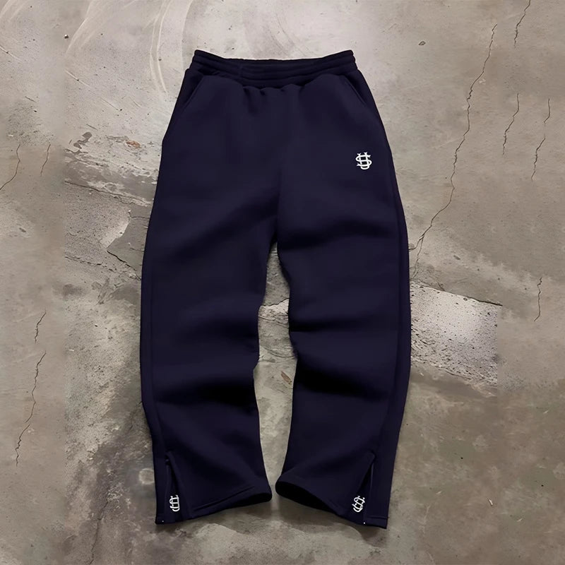 Pantalones de chándal con cremallera y cordón de otoño, pantalones de cintura alta informales de Color sólido, estilo Hip-Hop Rap Street Y2K