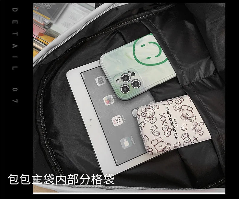 Mochila bolso de skate hombres mujeres moda fresco raya reflectante mochila estudiante mochila personalizada de gran capacidad