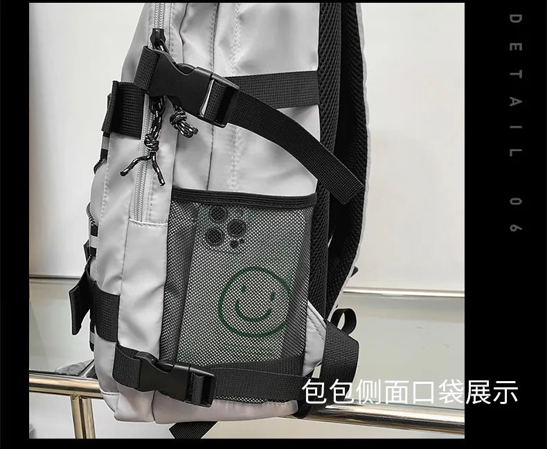 Mochila bolso de skate hombres mujeres moda fresco raya reflectante mochila estudiante mochila personalizada de gran capacidad