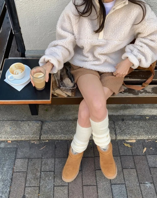 Suda de Terciopelo de Cordero para Mujer, Estilo Hoado y Casual, Cuello Alto, Abrigo Cálido de Manga Larga, Versión Cor... YUNO STUDIOS