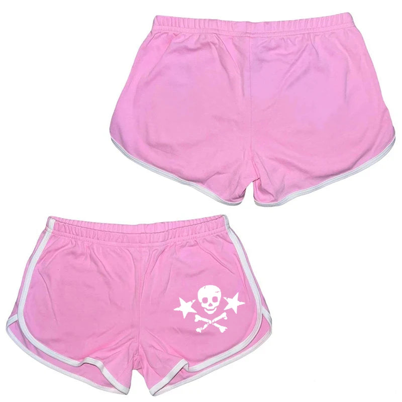 Y2k-pantalones cortos con estampado de calavera para mujer, ropa de calle con gráfico gótico, camisola Vintage de Hip Hop sin mangas, Top corto Sexy Harajuku Punk oscuro YUNO STUDIOS