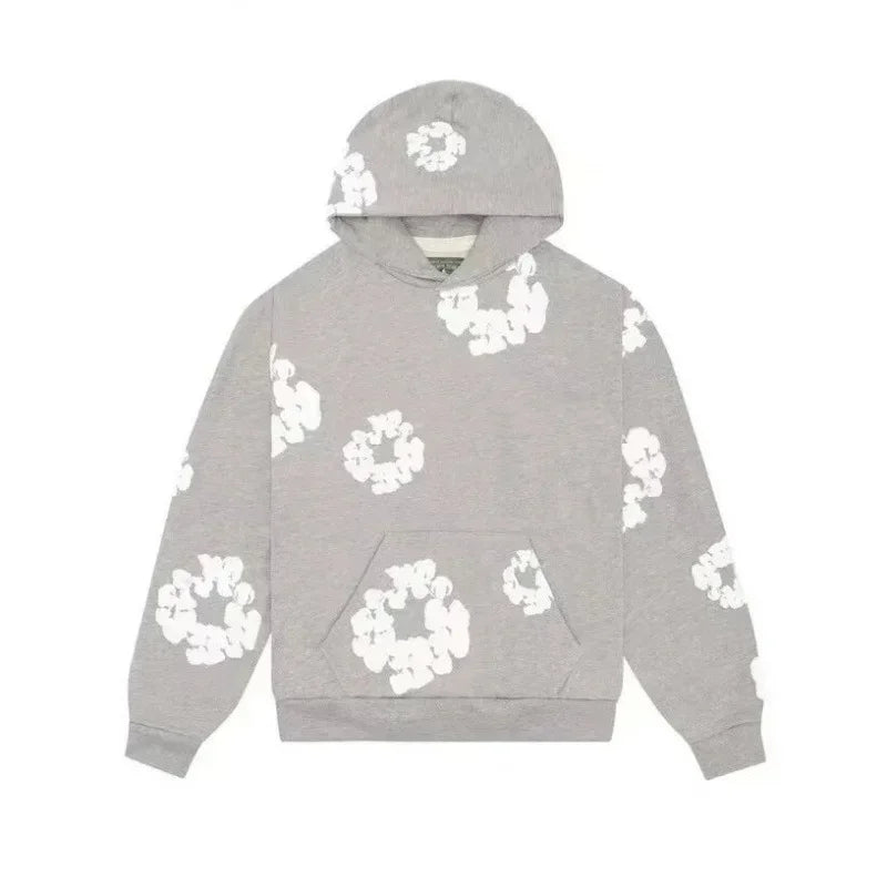 Sudadera con capucha de franela de algodón holgada, traje informal estilo callejero, sudadera con capucha Y2K, conjunto de ocio para parejas americanas de calle alta YUNO STUDIOS