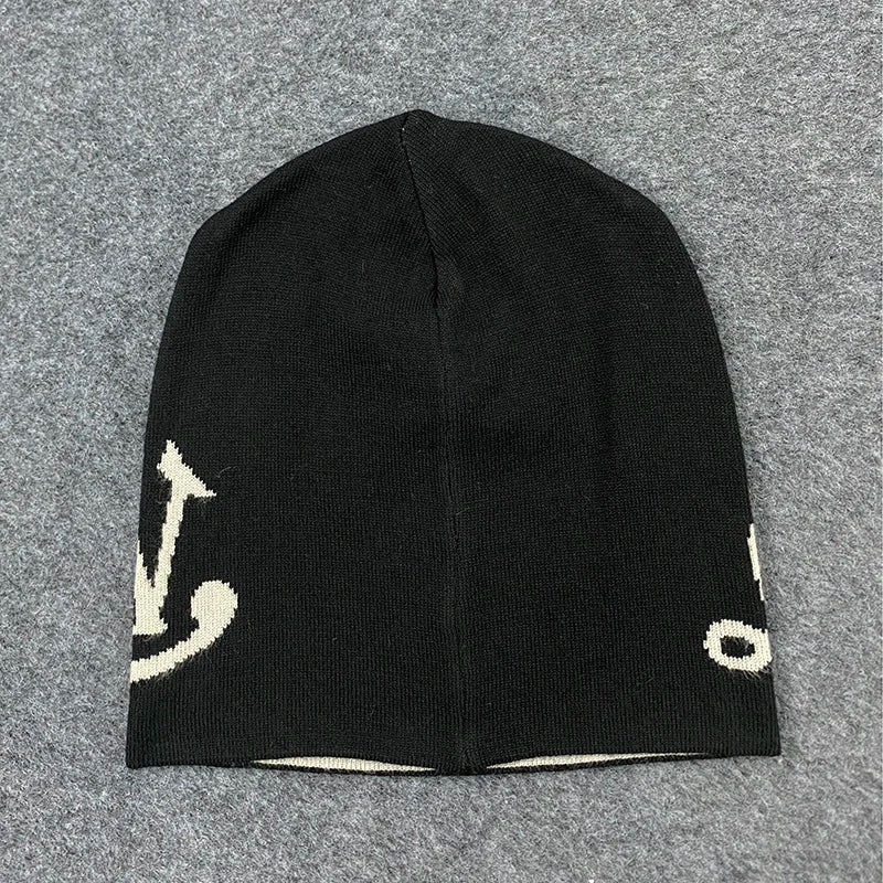 Gorro de punto de hilo Jacquard con letras a la moda, jersey versátil y cálido, gorro de otoño e invierno para hombres y mujeres