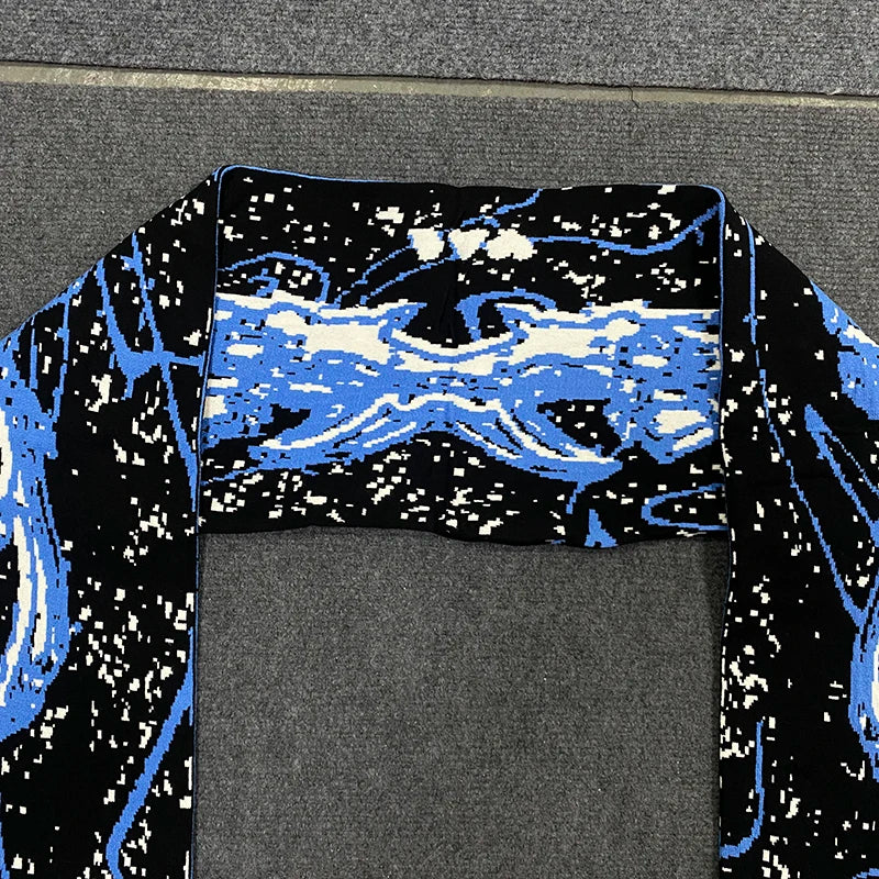 Bufanda de punto con flecos de Jacquard para invierno, ropa de calle de moda, calentador de cuello para parejas, novedad de Instagram YUNO STUDIOS