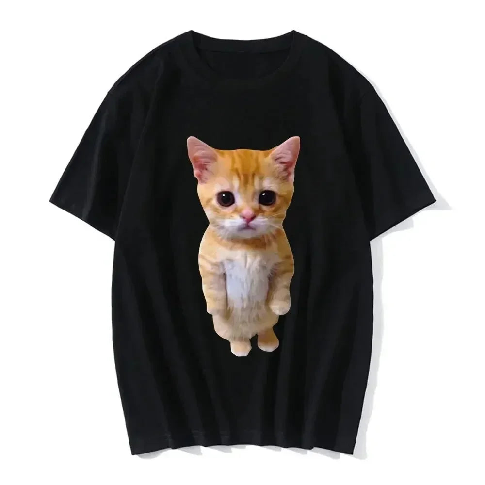 Camiseta informal de gran tamaño con estampado 3D de gato divertido para mujer y hombre, camisetas Harajuku, ropa informal de moda para niña y niño YUNO STUDIOS