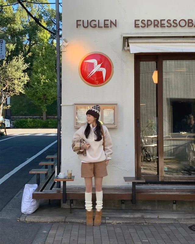 Suda de Terciopelo de Cordero para Mujer, Estilo Hoado y Casual, Cuello Alto, Abrigo Cálido de Manga Larga, Versión Cor...