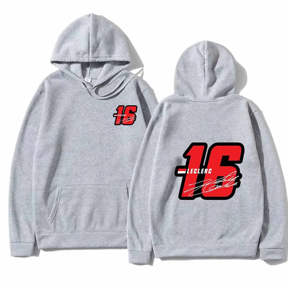 Sudaderas con capucha de moda Sudaderas gráficas Cordón suelto Número 16 Charles Leclerc Racer Jersey con capucha estampado Tops unisex