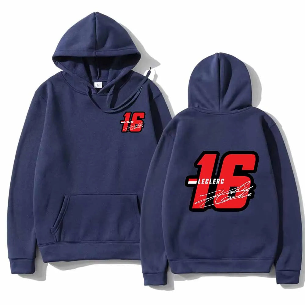 Sudaderas con capucha de moda Sudaderas gráficas Cordón suelto Número 16 Charles Leclerc Racer Jersey con capucha estampado Tops unisex