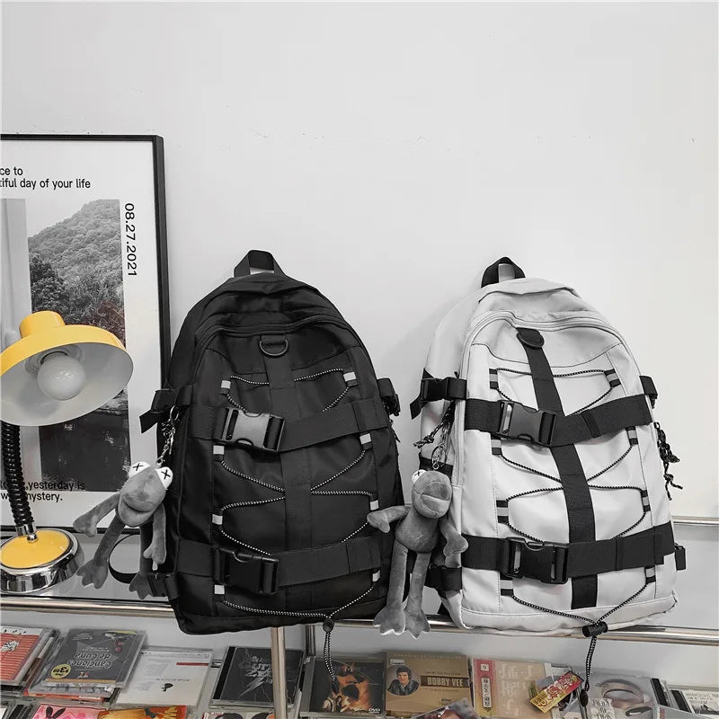 Mochila bolso de skate hombres mujeres moda fresco raya reflectante mochila estudiante mochila personalizada de gran capacidad