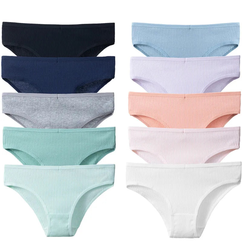 BZEL 10 unids/set de bragas para mujer, ropa interior Sexy transpirable, lencería cómoda, calzoncillos a rayas de algodón, calzoncillos acogedores de moda en oferta