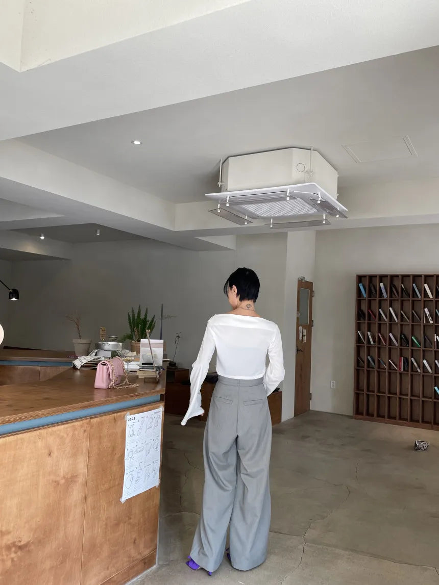 Pantalones largos para mujer, pantalón de pierna ancha, liso, informal, Regular, suelto, Simple, elegante, empalme, Capris ajustados de cintura alta, pantalones de otoño YUNO STUDIOS