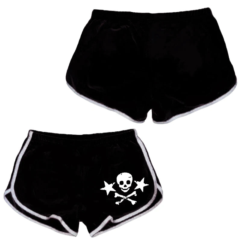 Y2k-pantalones cortos con estampado de calavera para mujer, ropa de calle con gráfico gótico, camisola Vintage de Hip Hop sin mangas, Top corto Sexy Harajuku Punk oscuro