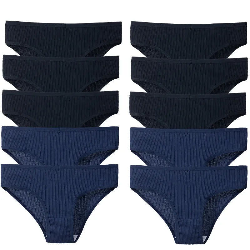 BZEL 10 unids/set de bragas para mujer, ropa interior Sexy transpirable, lencería cómoda, calzoncillos a rayas de algodón, calzoncillos acogedores de moda en oferta