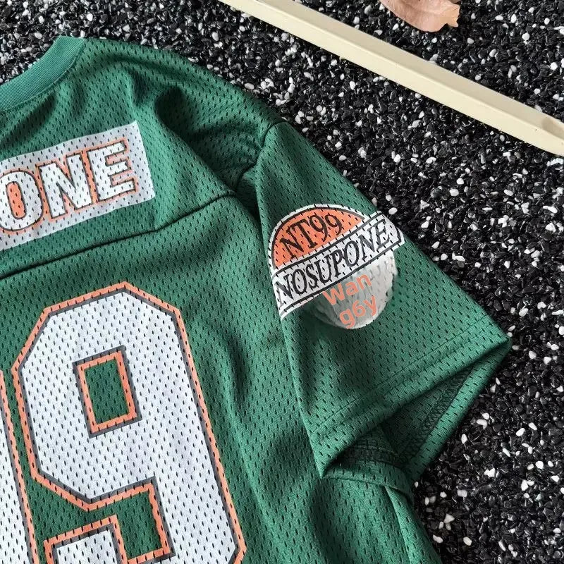 Camiseta de béisbol de manga corta con cuello en V de estilo americano, Top Retro deportivo holgado de verano para hombres y mujeres YUNO STUDIOS