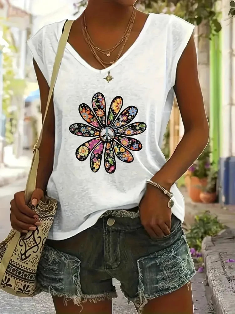 2025 nuevo chaleco sin mangas para mujer con tótem Retro Para sol y luna estampado verano calle Casual moda S-5XL YUNO STUDIOS