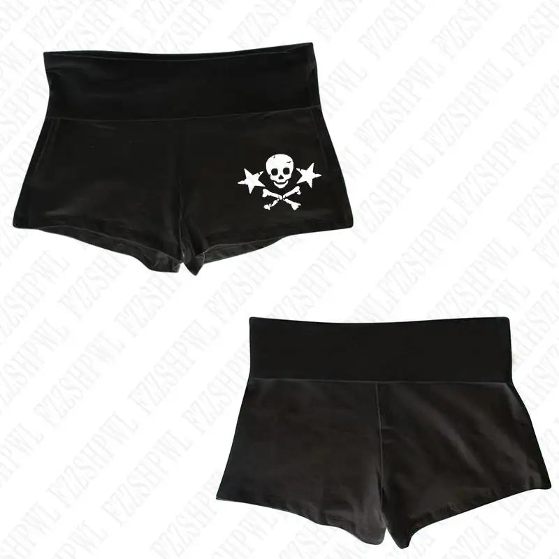 Y2k-pantalones cortos con estampado de calavera para mujer, ropa de calle con gráfico gótico, camisola Vintage de Hip Hop sin mangas, Top corto Sexy Harajuku Punk oscuro YUNO STUDIOS