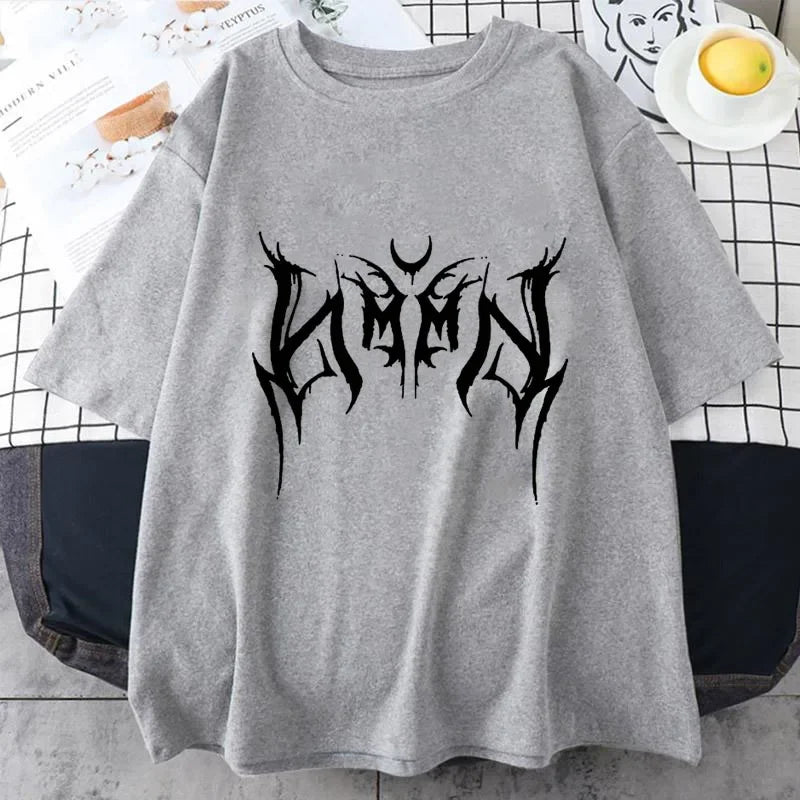 Camiseta Y2K para mujer, camiseta holgada de estilo Hip-Hop con estampado de letras Punk para mujer, Tops de manga corta de gran tamaño Harajuku, ropa Y2K, camiseta Vintage YUNO STUDIOS