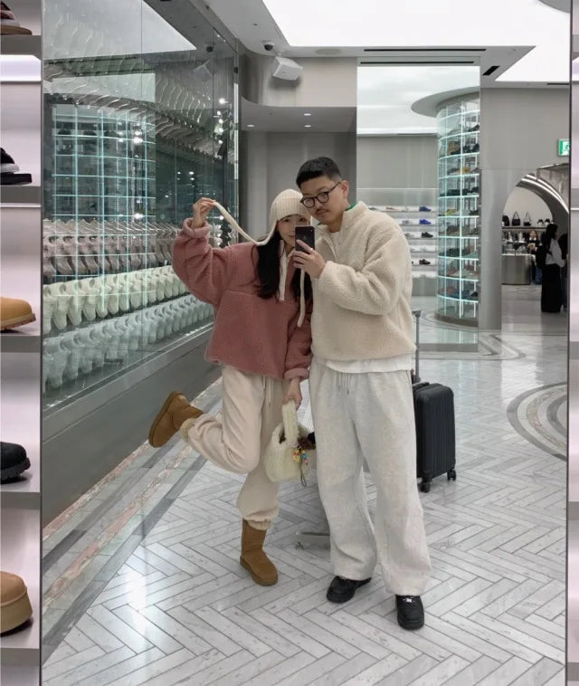 Suda de Terciopelo de Cordero para Mujer, Estilo Hoado y Casual, Cuello Alto, Abrigo Cálido de Manga Larga, Versión Cor...