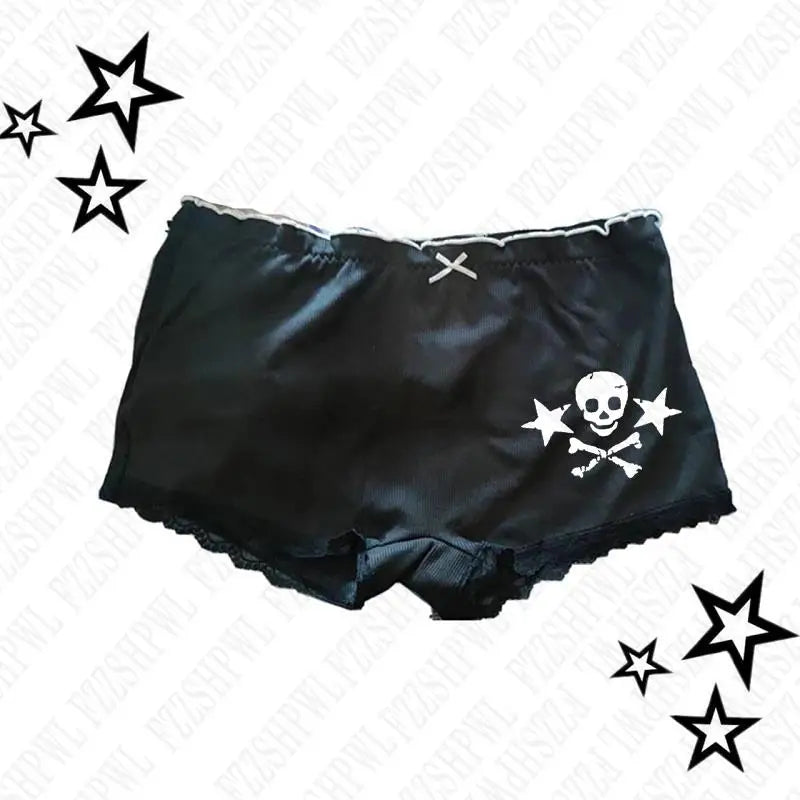 Y2k-pantalones cortos con estampado de calavera para mujer, ropa de calle con gráfico gótico, camisola Vintage de Hip Hop sin mangas, Top corto Sexy Harajuku Punk oscuro