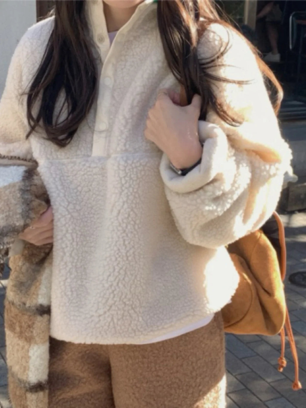 Suda de Terciopelo de Cordero para Mujer, Estilo Hoado y Casual, Cuello Alto, Abrigo Cálido de Manga Larga, Versión Cor...