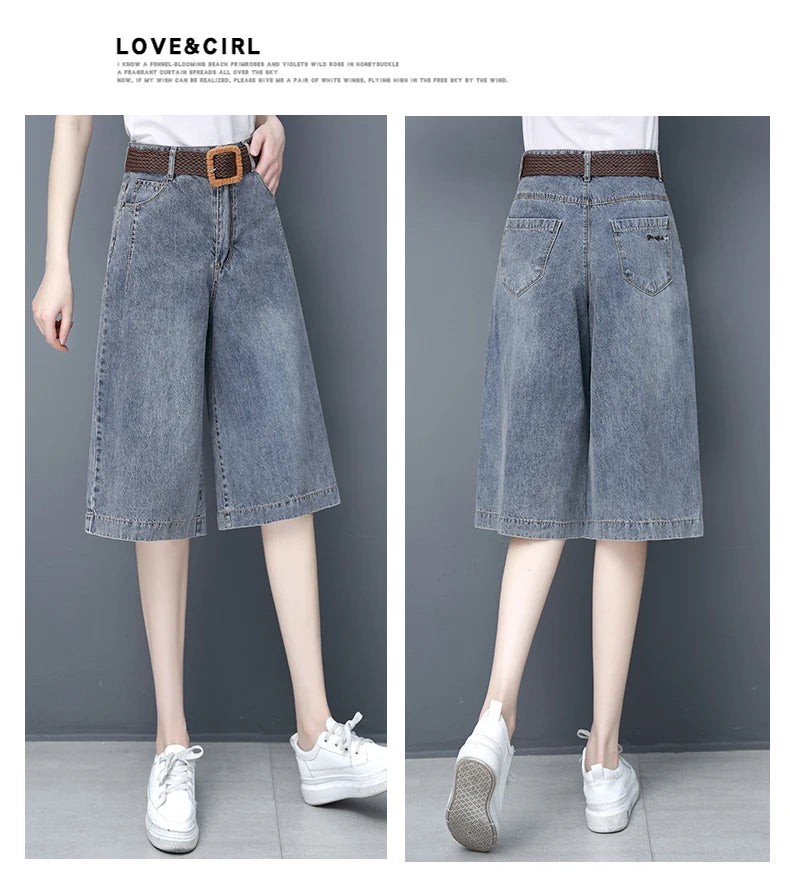 Plones vaqueros de pierna ancha de cintura alta para mujer, novedad de verano, estilo fino, cinco-siete, sueltos, adeaz... YUNO STUDIOS