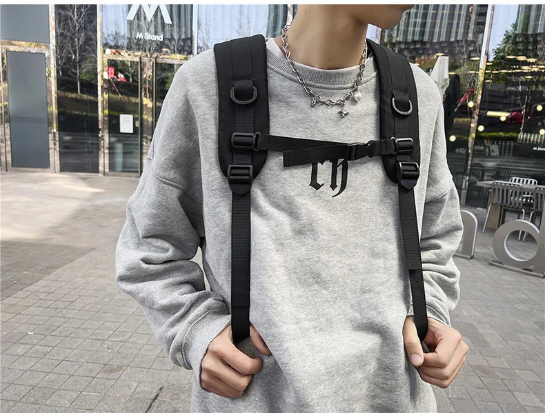 Mochila bolso de skate hombres mujeres moda fresco raya reflectante mochila estudiante mochila personalizada de gran capacidad