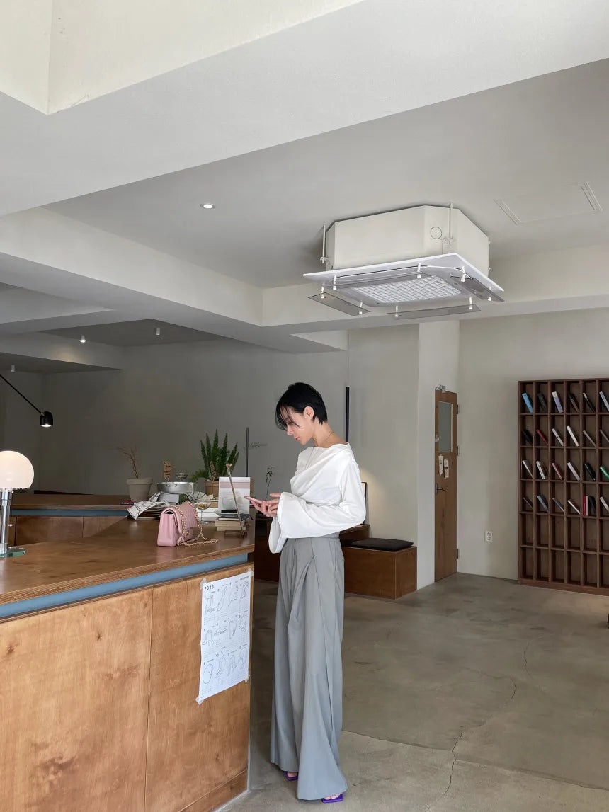 Pantalones largos para mujer, pantalón de pierna ancha, liso, informal, Regular, suelto, Simple, elegante, empalme, Capris ajustados de cintura alta, pantalones de otoño YUNO STUDIOS